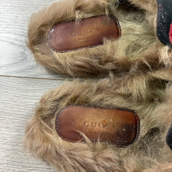 GUCCI Princetown Pink Floral Brocade Jacquard Fur Lined Loafer Slipper Mules - Picture 7 of 12